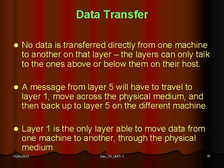 Data Transfer l No data is transferred directly from one machine to another on