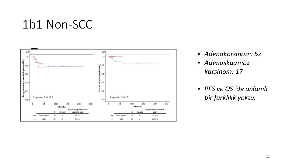 1 b 1 Non-SCC • Adenokarsinom: 52 • Adenoskuamöz karsinom: 17 • PFS ve