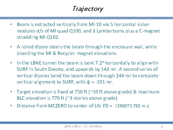 Trajectory • Beam is extracted vertically from MI-10 via 5 horizontal kicker modules d/s