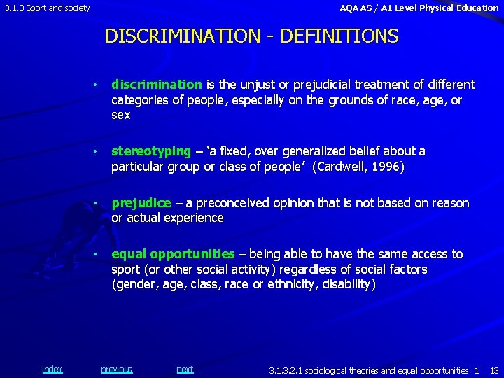 3. 1. 3 Sport and society AQA AS / A 1 Level Physical Education