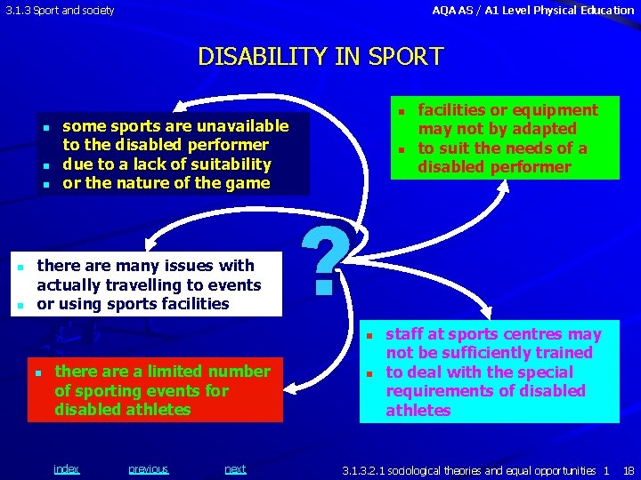 3. 1. 3 Sport and society AQA AS / A 1 Level Physical Education