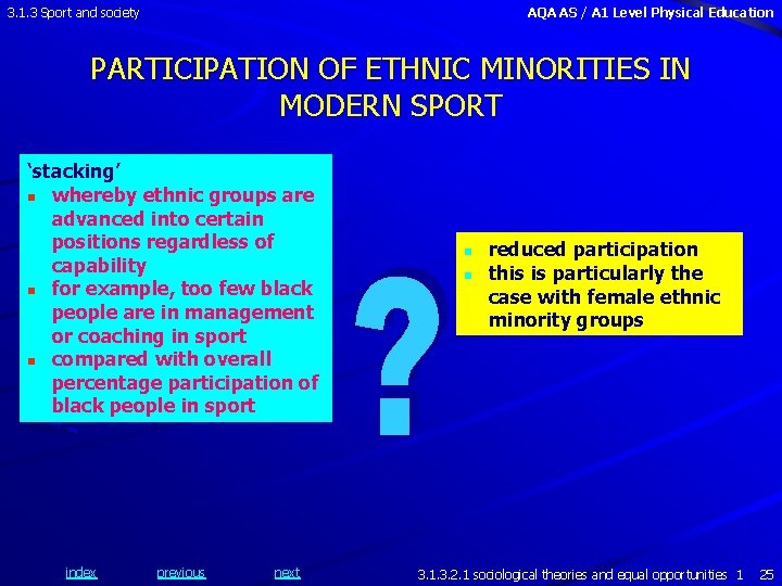 3. 1. 3 Sport and society AQA AS / A 1 Level Physical Education