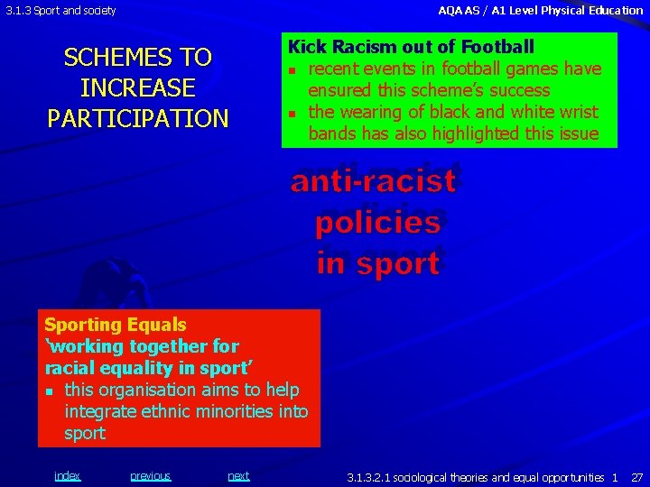 3. 1. 3 Sport and society AQA AS / A 1 Level Physical Education