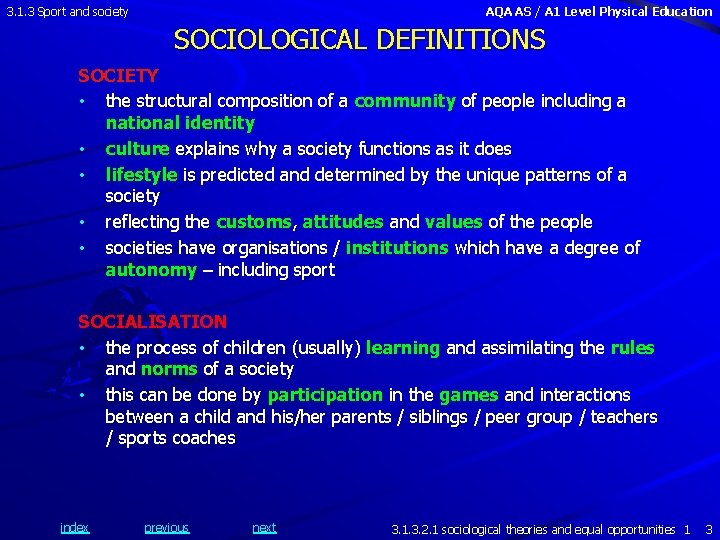 3. 1. 3 Sport and society AQA AS / A 1 Level Physical Education