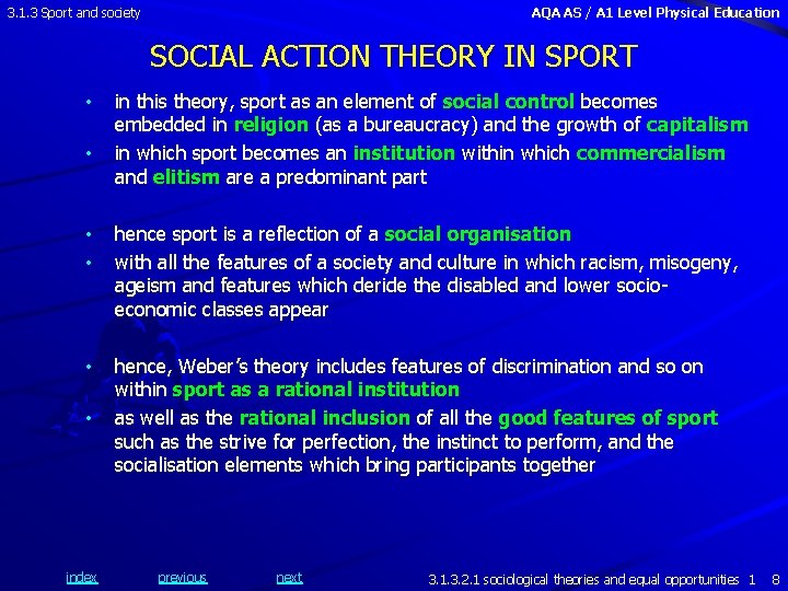 3. 1. 3 Sport and society AQA AS / A 1 Level Physical Education