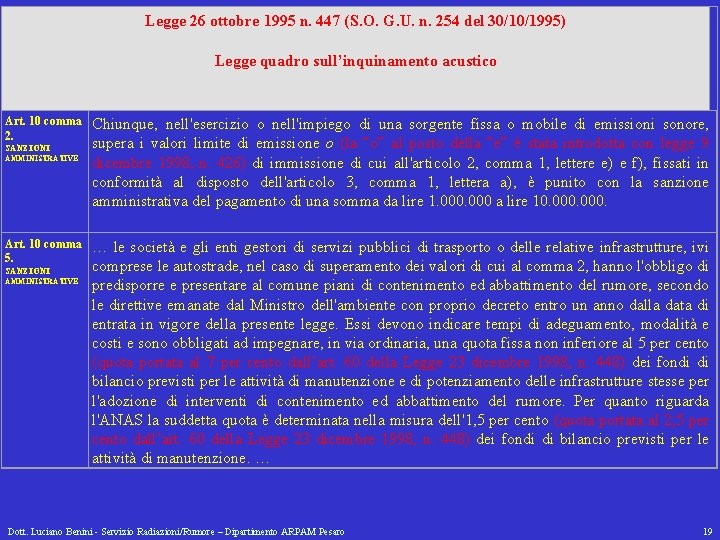 Legge 26 ottobre 1995 n. 447 (S. O. G. U. n. 254 del 30/10/1995)