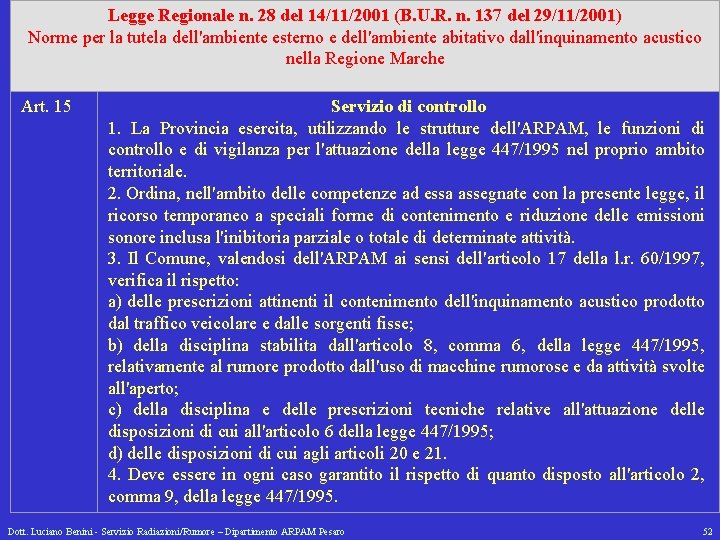 Legge Regionale n. 28 del 14/11/2001 (B. U. R. n. 137 del 29/11/2001) Norme