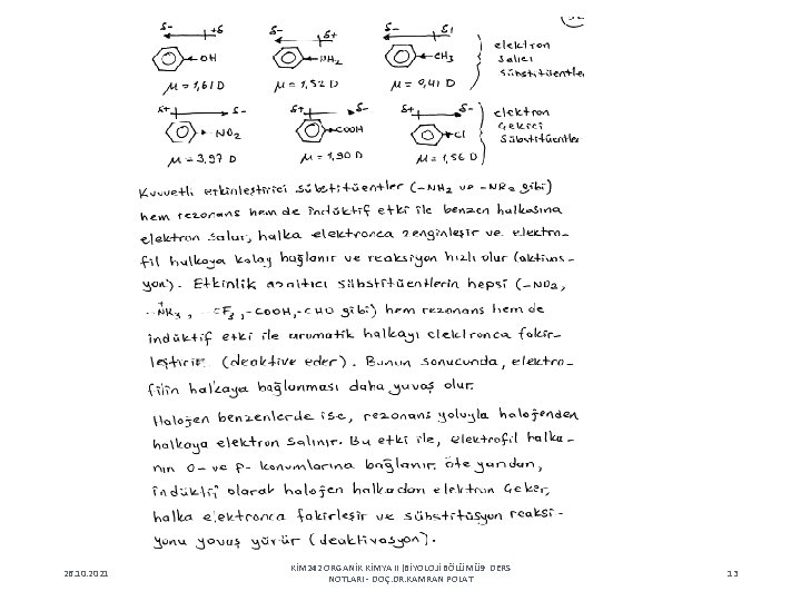 26. 10. 2021 KİM 242 ORGANİK KİMYA II (BİYOLOJİ BÖLÜMÜ 9 DERS NOTLARI -