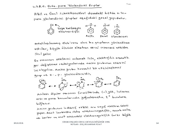 26. 10. 2021 KİM 242 ORGANİK KİMYA II (BİYOLOJİ BÖLÜMÜ 9 DERS NOTLARI -