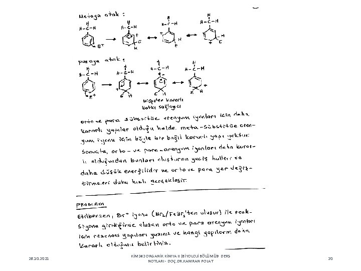 26. 10. 2021 KİM 242 ORGANİK KİMYA II (BİYOLOJİ BÖLÜMÜ 9 DERS NOTLARI -