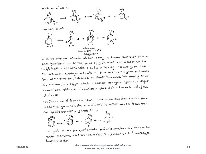 26. 10. 2021 KİM 242 ORGANİK KİMYA II (BİYOLOJİ BÖLÜMÜ 9 DERS NOTLARI -