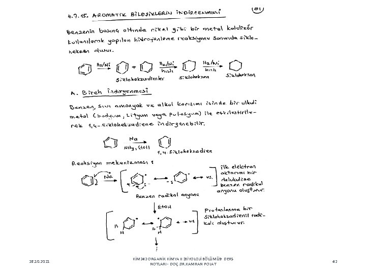 26. 10. 2021 KİM 242 ORGANİK KİMYA II (BİYOLOJİ BÖLÜMÜ 9 DERS NOTLARI -
