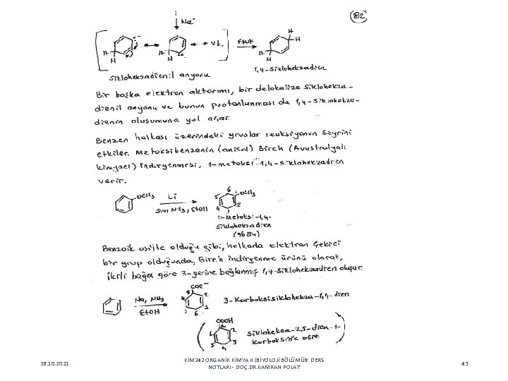 26. 10. 2021 KİM 242 ORGANİK KİMYA II (BİYOLOJİ BÖLÜMÜ 9 DERS NOTLARI -