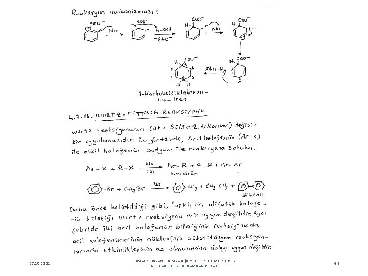 26. 10. 2021 KİM 242 ORGANİK KİMYA II (BİYOLOJİ BÖLÜMÜ 9 DERS NOTLARI -