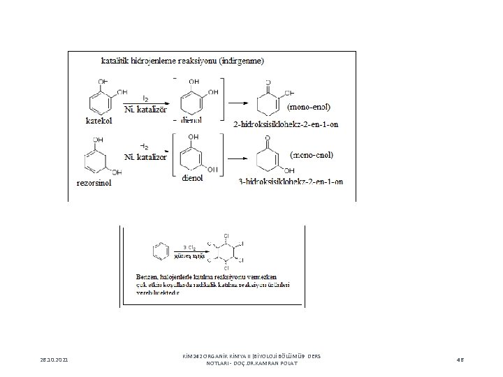 26. 10. 2021 KİM 242 ORGANİK KİMYA II (BİYOLOJİ BÖLÜMÜ 9 DERS NOTLARI -