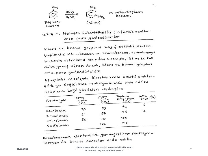 26. 10. 2021 KİM 242 ORGANİK KİMYA II (BİYOLOJİ BÖLÜMÜ 9 DERS NOTLARI -