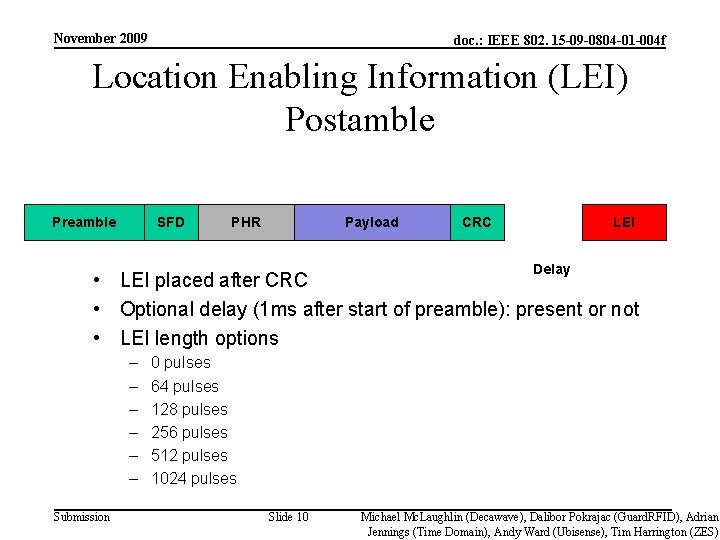 November 2009 doc. : IEEE 802. 15 -09 -0804 -01 -004 f Location Enabling