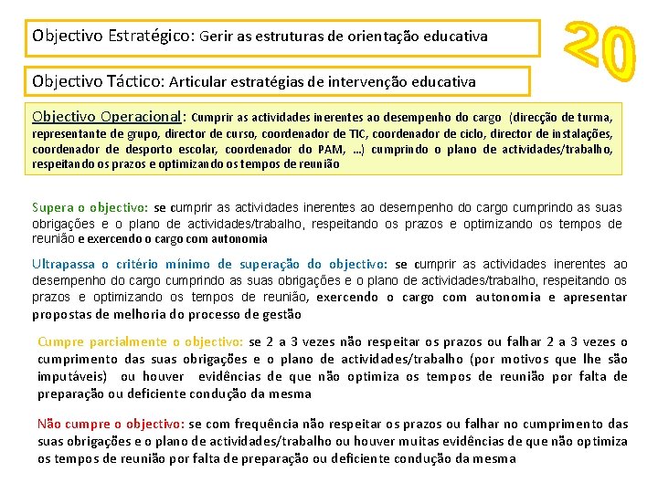 Objectivo Estratégico: Gerir as estruturas de orientação educativa Objectivo Táctico: Articular estratégias de intervenção