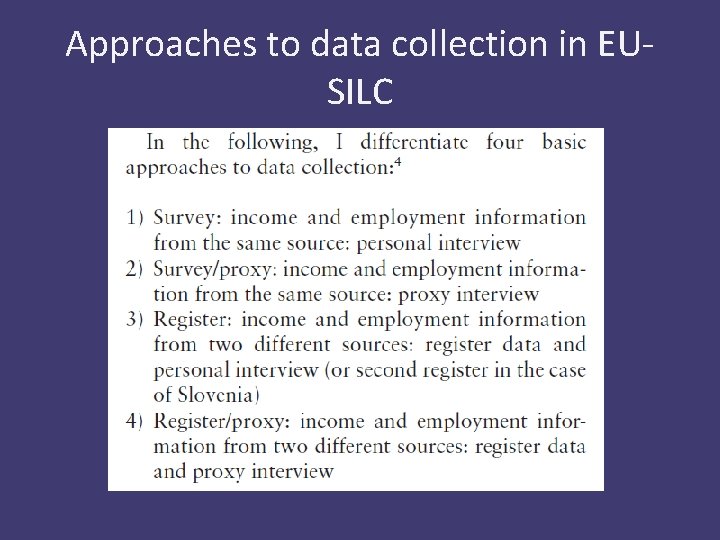 Approaches to data collection in EUSILC 