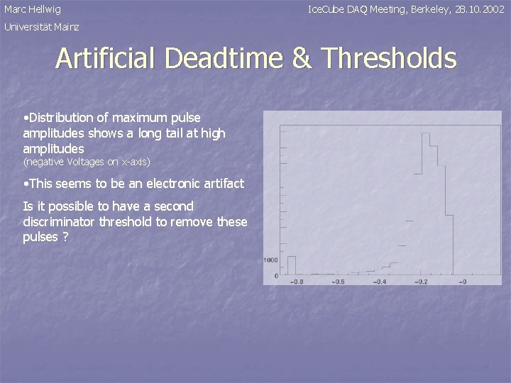 Marc Hellwig Ice. Cube DAQ Meeting, Berkeley, 28. 10. 2002 Universität Mainz Artificial Deadtime