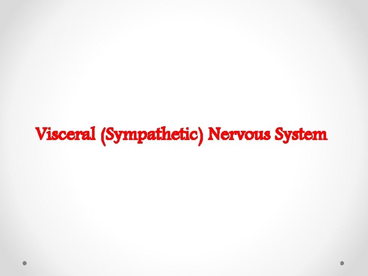 Visceral (Sympathetic) Nervous System 