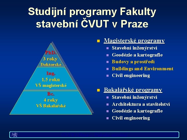 Studijní programy Fakulty stavební ČVUT v Praze n Magisterské programy n Ph. D. 3