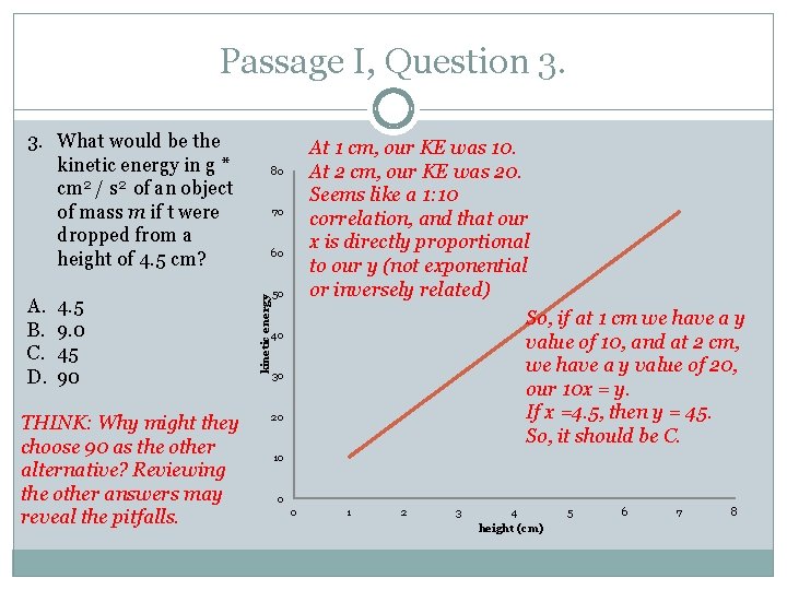 Passage I, Question 3. 3. What would be the kinetic energy in g *