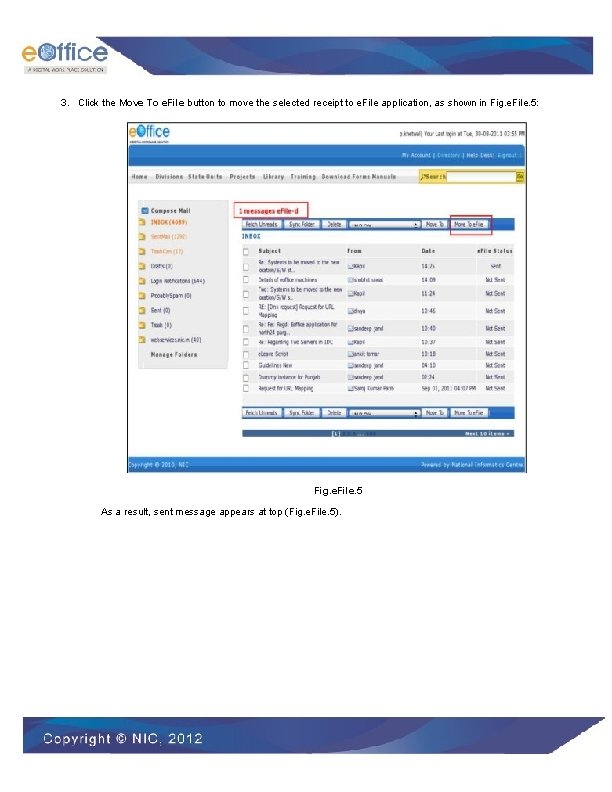 3. Click the Move To e. File button to move the selected receipt to