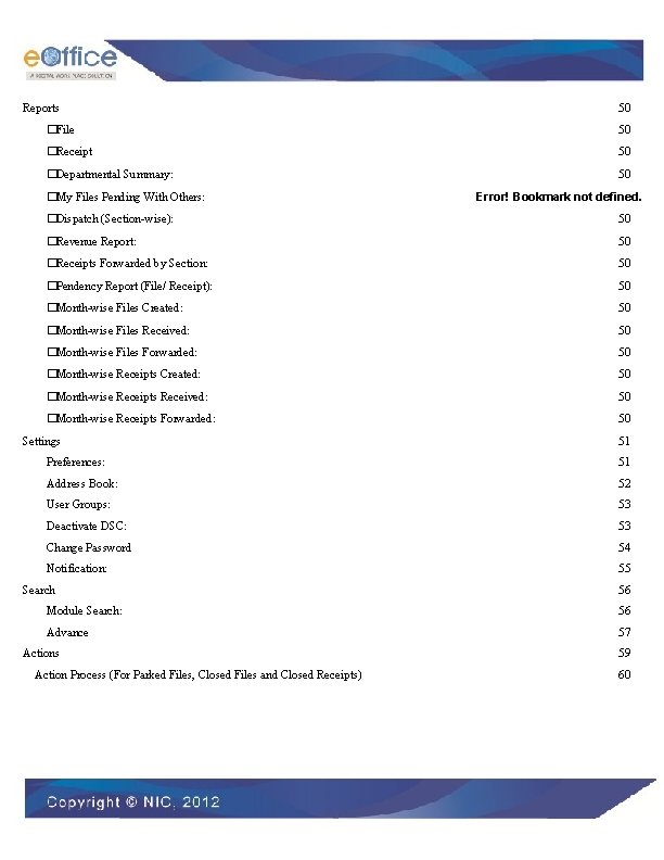 Reports 50 �File 50 �Receipt 50 �Departmental Summary: 50 �My Files Pending With Others:
