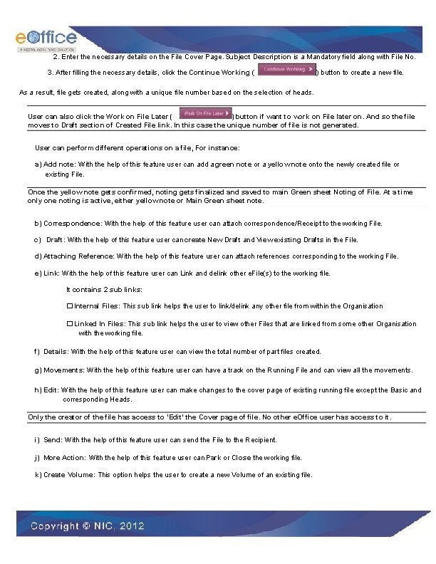 2. Enter the necessary details on the File Cover Page. Subject Description is a
