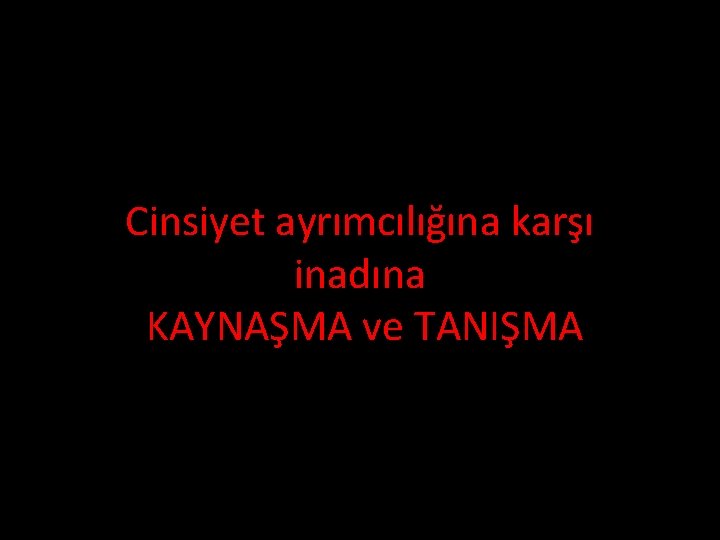 Cinsiyet ayrımcılığına karşı inadına KAYNAŞMA ve TANIŞMA 