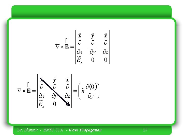 Dr. Blanton - ENTC 3331 - Wave Propagation 27 