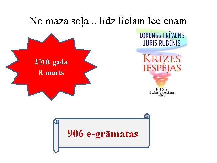 No maza soļa. . . līdz lielam lēcienam 2010. gada 8. marts 906 e-grāmatas