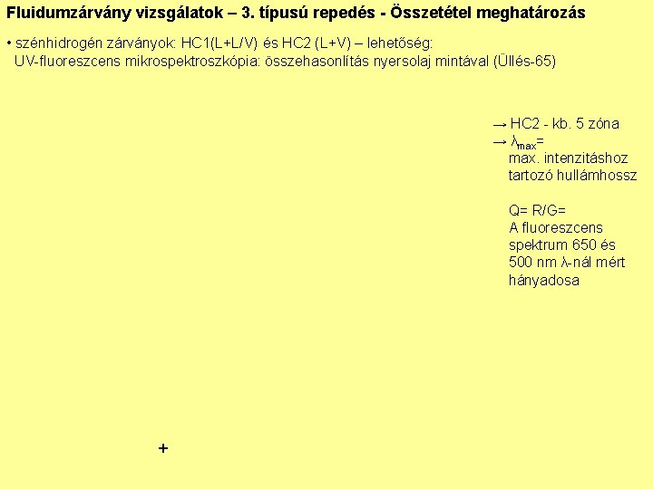 Fluidumzárvány vizsgálatok – 3. típusú repedés - Összetétel meghatározás • szénhidrogén zárványok: HC 1(L+L/V)