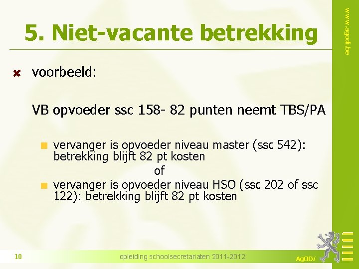 voorbeeld: VB opvoeder ssc 158 - 82 punten neemt TBS/PA vervanger is opvoeder niveau