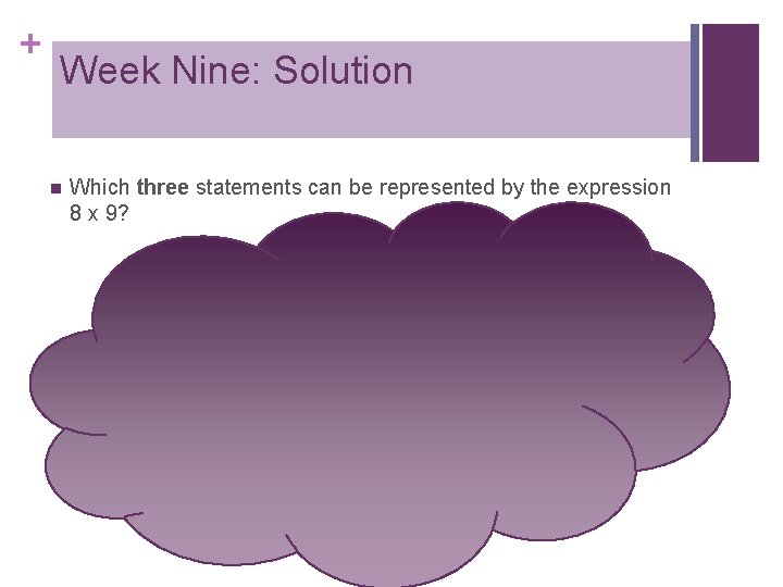 + Week Nine: Solution n Which three statements can be represented by the expression