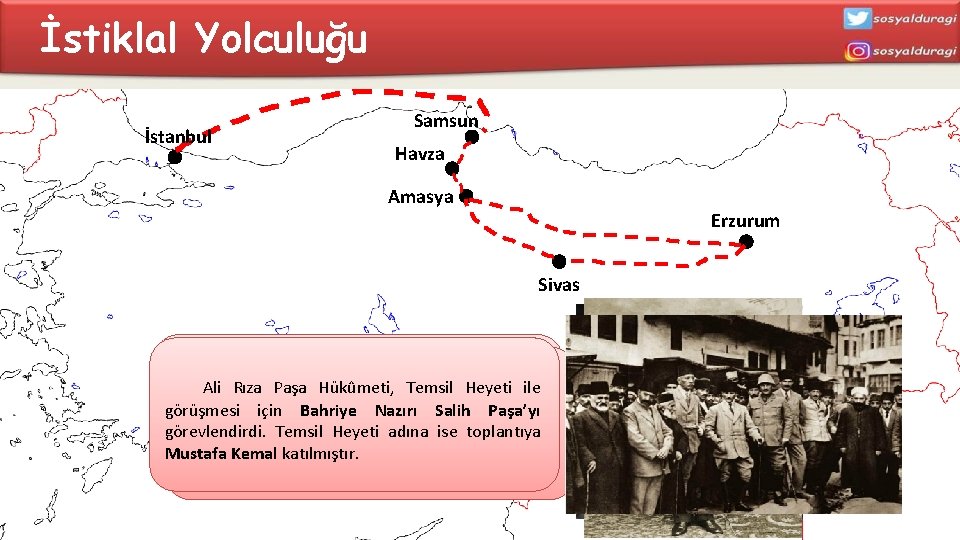 İstiklal Yolculuğu İstanbul Samsun Havza Amasya Erzurum Sivas Damat Ferit Paşa Hükûmetinin Sivas Bu