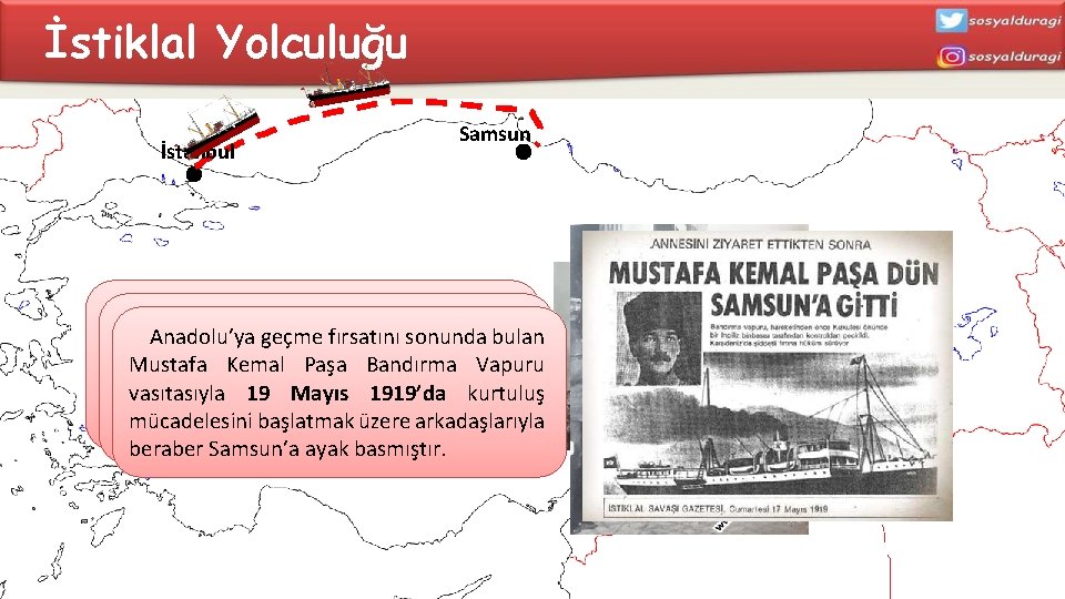 İstiklal Yolculuğu İstanbul Samsun Mustafa Kemal 13 Kasım 1918’de Mustafa Kemal Paşa İstanbul’da iken