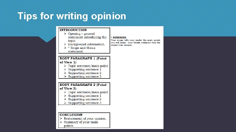 Tips for writing opinion 