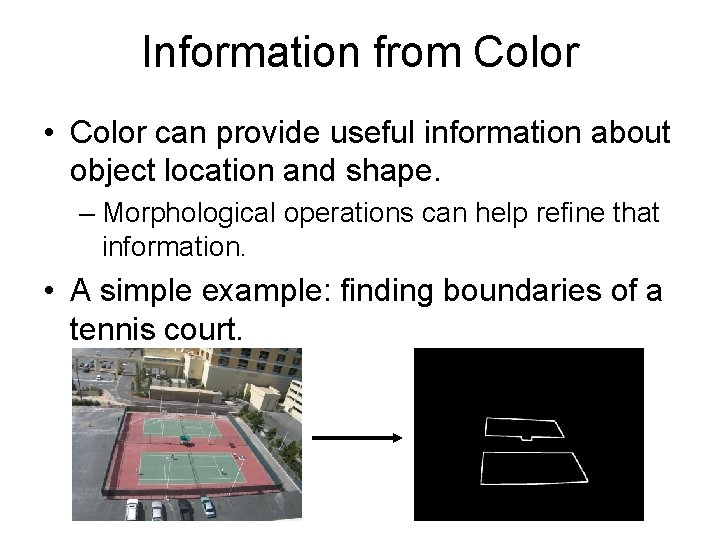 Information from Color • Color can provide useful information about object location and shape.