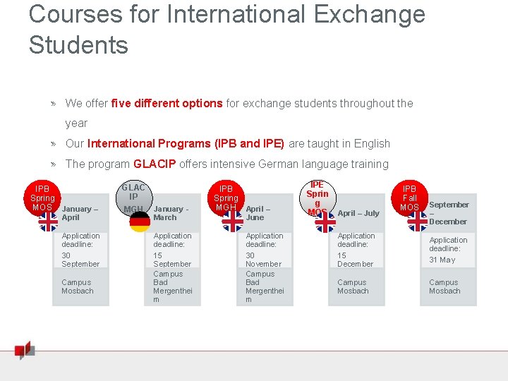 Courses for International Exchange Students » We offer five different options for exchange students