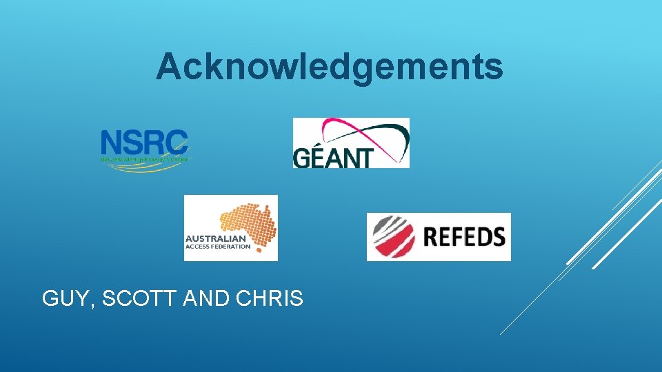 Acknowledgements GUY, SCOTT AND CHRIS 