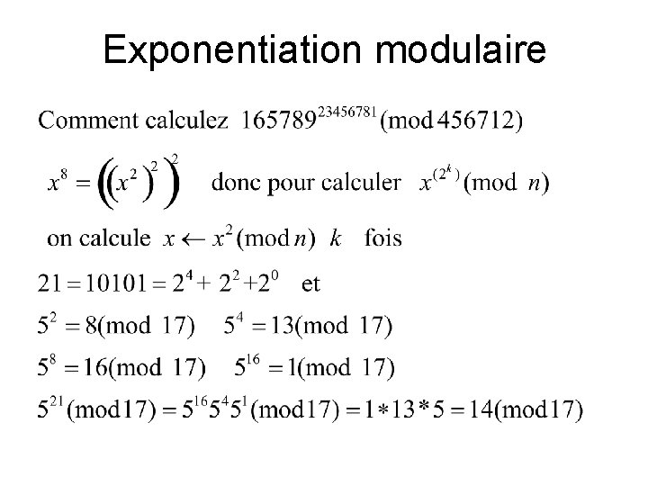 Exponentiation modulaire 