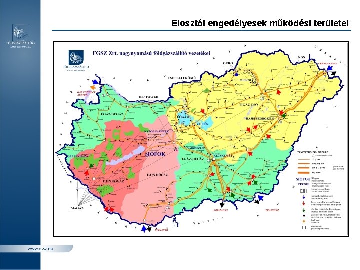 Elosztói engedélyesek működési területei 