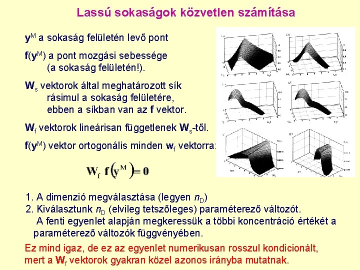 Lassú sokaságok közvetlen számítása y. M a sokaság felületén levő pont f(y. M) a