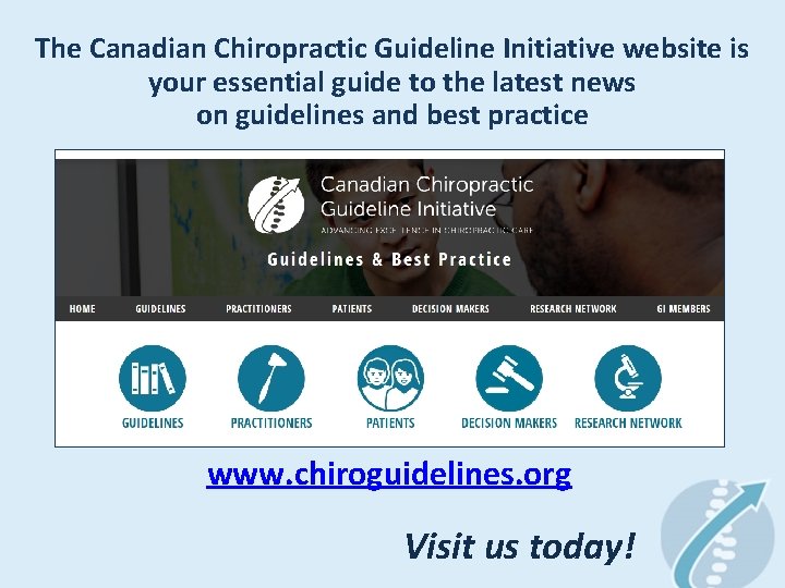 The Canadian Chiropractic Guideline Initiative website is your essential guide to the latest news