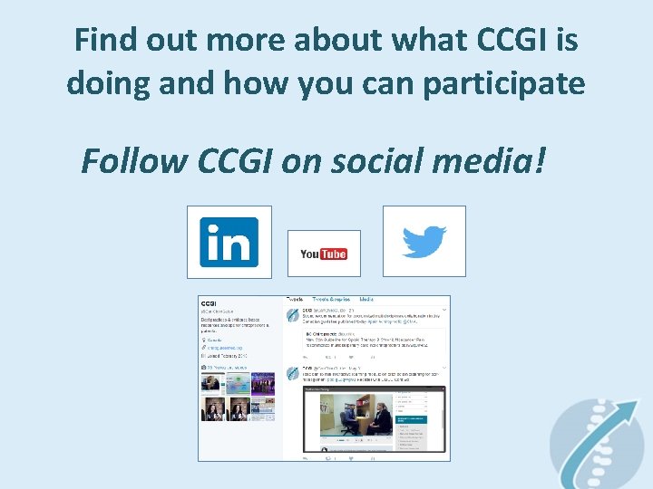 Find out more about what CCGI is doing and how you can participate Follow