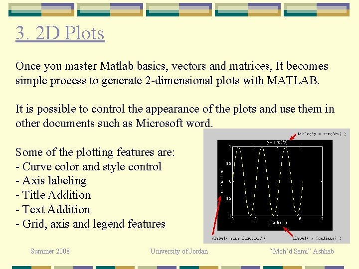 3. 2 D Plots Once you master Matlab basics, vectors and matrices, It becomes 3. 2 D Plots Once you master Matlab basics, vectors and matrices, It becomes