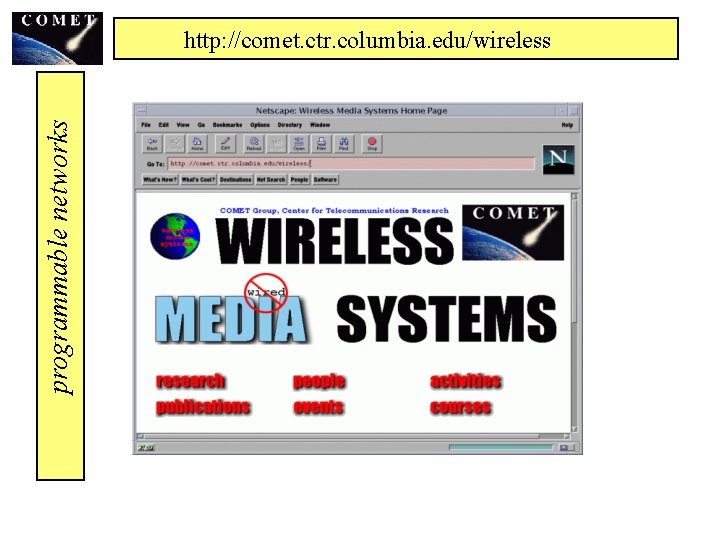 programmable networks http: //comet. ctr. columbia. edu/wireless 