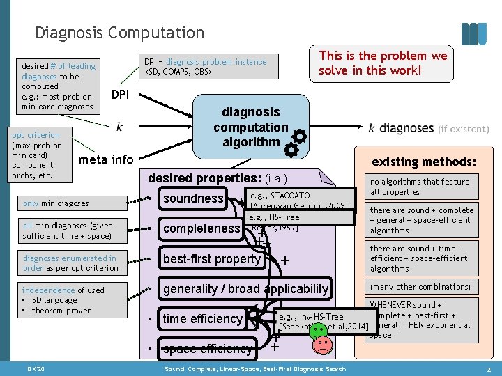 Diagnosis Computation desired # of leading diagnoses to be computed e. g. : most-prob